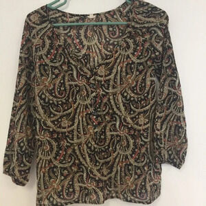 J crew Paisley Printed Sheer Blouse Popover